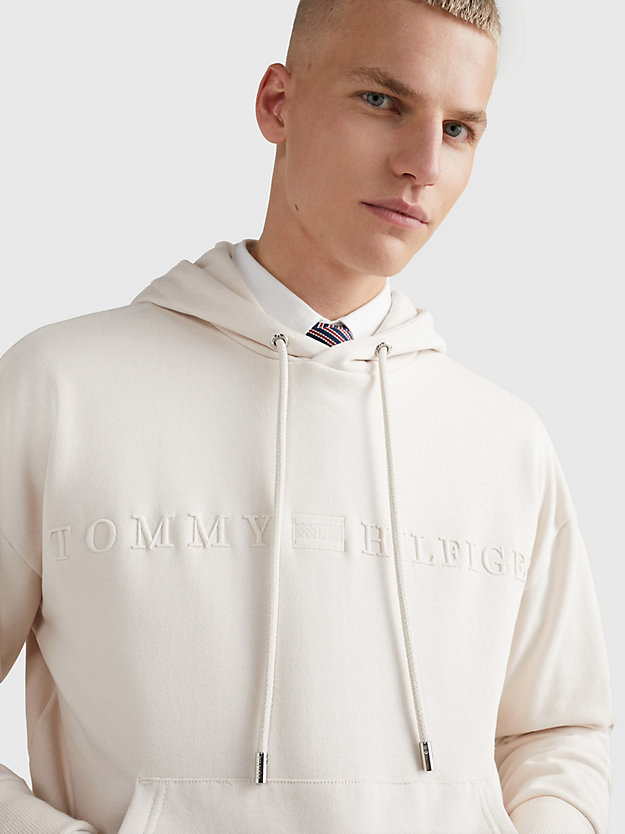 FEATHER WHITE Logo Archive Fit Fleece Hoody for men TOMMY HILFIGER