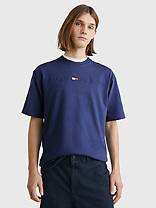 t-shirt coupe des archives à logo bleu pour hommes tommy hilfiger