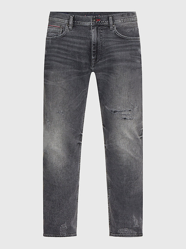 SEVEN YEAR GREY REPAIR Houston Tapered Distressed Black Jeans for men TOMMY HILFIGER