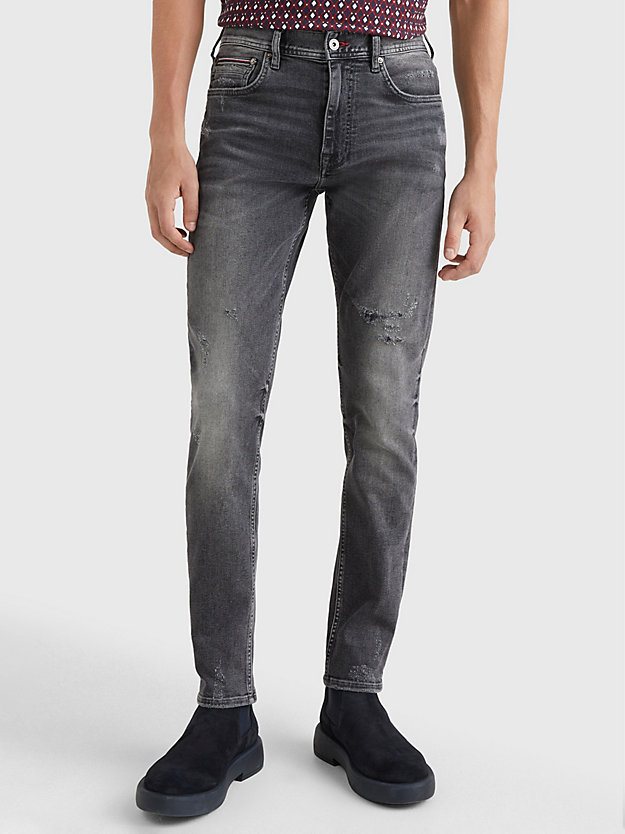 SEVEN YEAR GREY REPAIR Houston Tapered Distressed Black Jeans for men TOMMY HILFIGER
