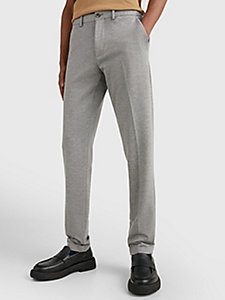 grey hampton luxe tapered punto milano trousers for men tommy hilfiger