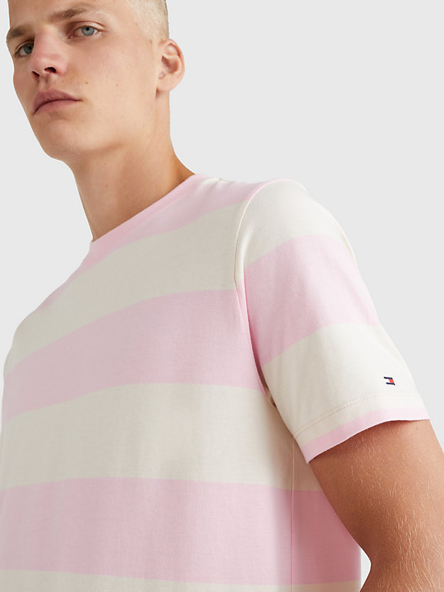 CLASSIC PINK/FEATHER WHITE Rugby Stripe T-Shirt for men TOMMY HILFIGER