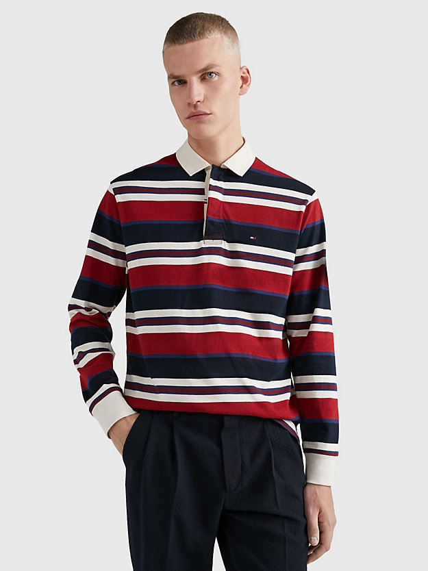 REGATTA RED / MULTI Prep Stripe Casual Fit Rugby Shirt for men TOMMY HILFIGER