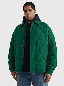 green plus padded diamond quilted jacket for men tommy hilfiger