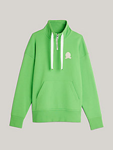 green crest quarter-zip drawstring sweatshirt for men tommy hilfiger