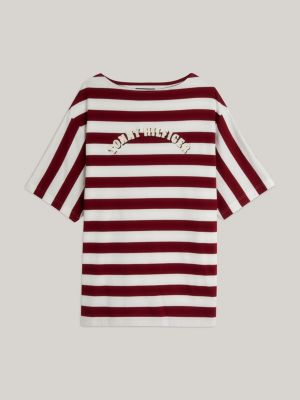 kanker Rafflesia Arnoldi wapenkamer T-shirt met Bretonse streep en boothals | ROOD | Tommy Hilfiger
