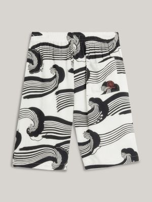 blue wave jacquard crest drawstring shorts for men tommy hilfiger