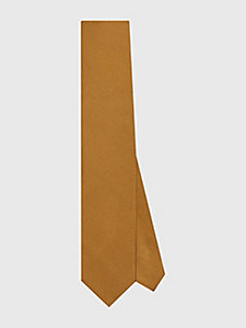 cravatta in jacquard di pura seta a coste oro da uomo tommy hilfiger