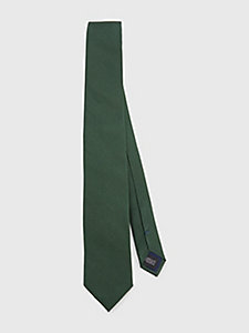 groen das van zijden jacquard voor heren - tommy hilfiger