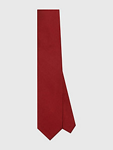 cravatta in jacquard di pura seta a coste rosso da uomo tommy hilfiger