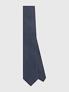 blue pure silk jacquard tie for men tommy hilfiger