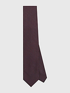 cravatta in jacquard di pura seta rosso da uomo tommy hilfiger