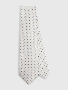 cravatta in seta con micromotivo a goccia beige da uomo tommy hilfiger