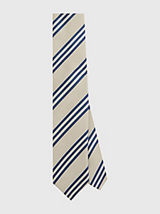 beige college-krawatte aus streifen-jacquard für herren - tommy hilfiger