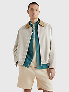 white th monogram contrast collar jacket for men tommy hilfiger