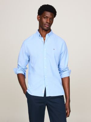 Buy Tommy Hilfiger Men Light Blue English Horizontal Stripe Flex Casual  Shirt - NNNOW.com