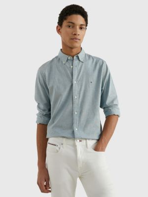 green 1985 collection regular fit th flex shirt for men tommy hilfiger
