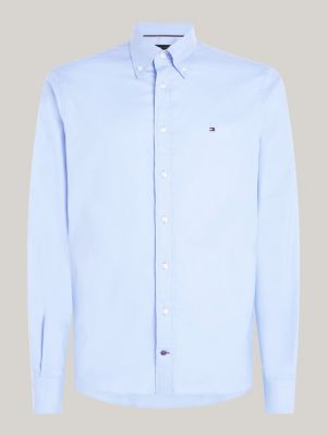 Camisa de hombre Tommy Hilfiger de manga larga de twill azul celeste con  interior cuello y puños a contraste · Tommy Hilfiger · El Corte Inglés