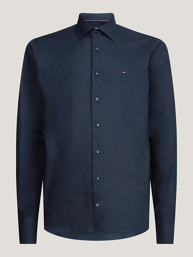 chemise oxford coupe standard stretch blue pour hommes tommy hilfiger