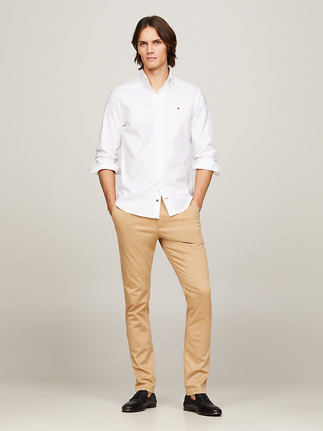 chemise oxford coupe standard stretch white pour hommes tommy hilfiger