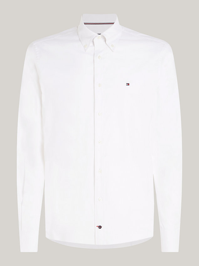 white flex regular fit oxford shirt for men tommy hilfiger