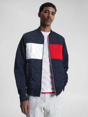 wat betreft Aandringen dagboek Colour-Blocked Quilted Mixed Texture Bomber Jacket | BLUE | Tommy Hilfiger