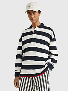 white block stripe archive fit rugby shirt for men tommy hilfiger