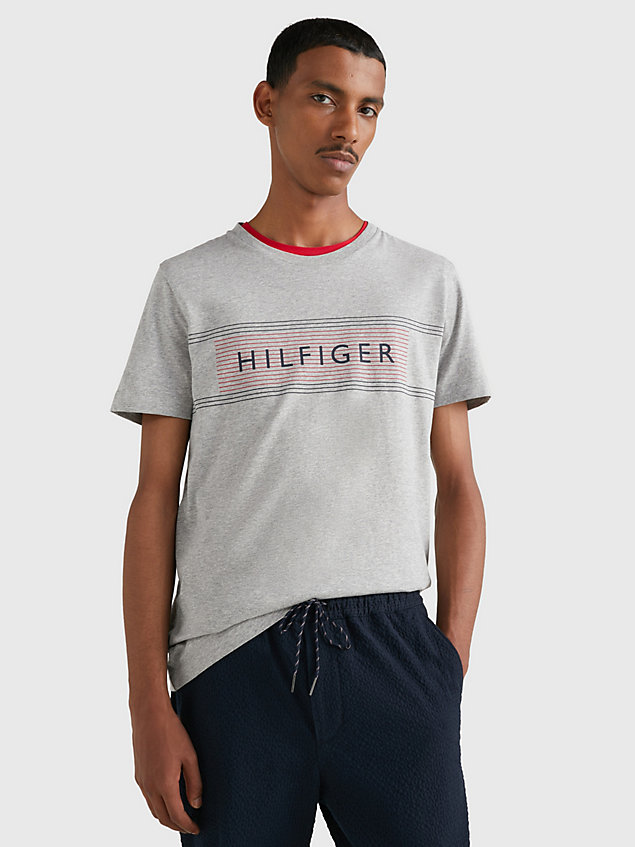 grey logo slim fit t-shirt for men tommy hilfiger