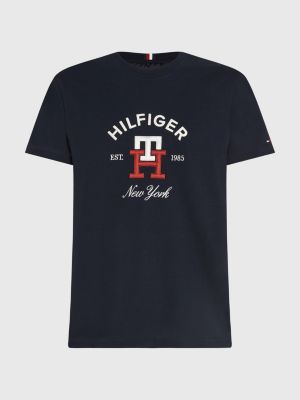 TH Monogram TShirt mit aufgesticktem Logo BLAU Tommy Hilfiger