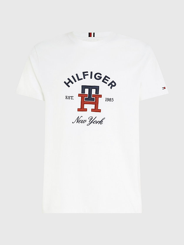 WHITE T-shirt met logo en geborduurd TH-monogram voor heren TOMMY HILFIGER