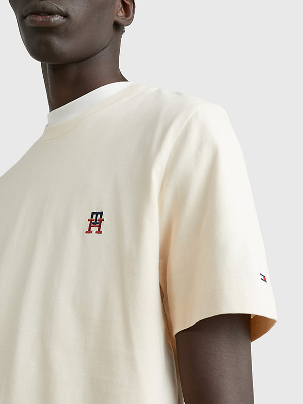 TUSCAN BEIGE T-shirt met geborduurd TH-monogram voor heren TOMMY HILFIGER
