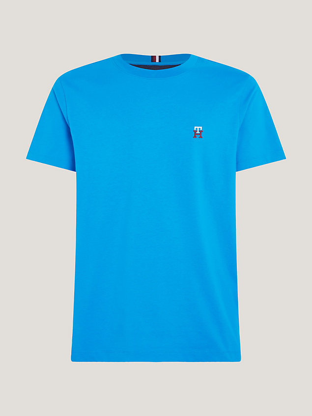 t-shirt th monogram con ricamo blue da uomo tommy hilfiger