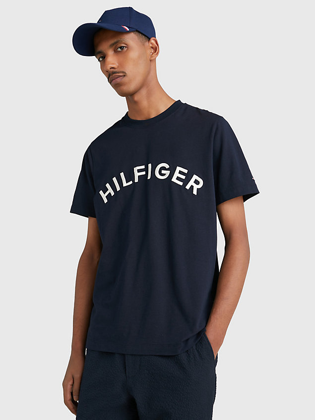 blue logo embroidery t-shirt for men tommy hilfiger