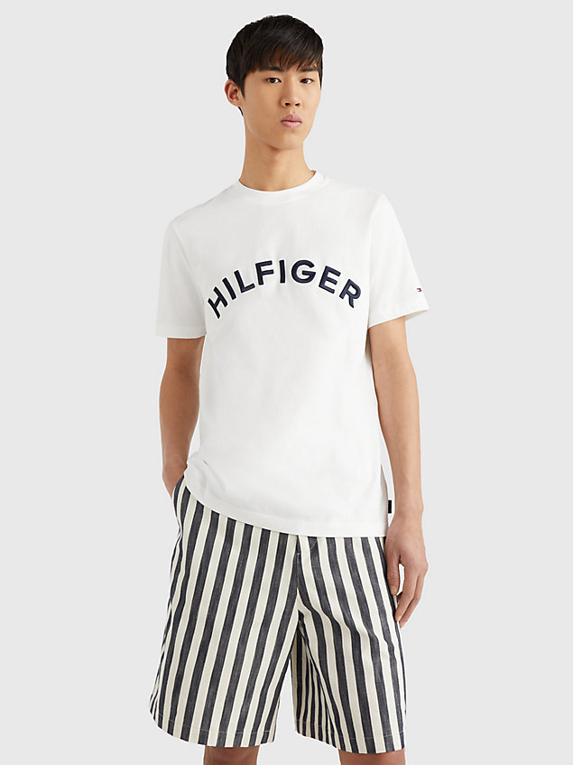 white logo embroidery t-shirt for men tommy hilfiger