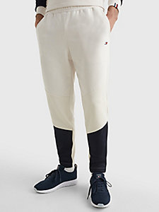 beige sport jogginghose im color block-design für herren - tommy hilfiger
