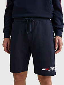 shorts sport essential in felpa con logo blu da uomo tommy hilfiger