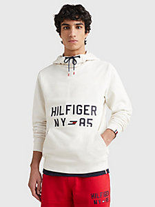 beige sport hoodie mit logo für herren - tommy hilfiger