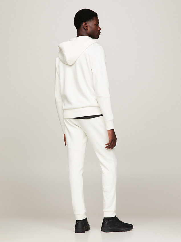 white sport essential hoodie met rits en logo voor heren - tommy hilfiger