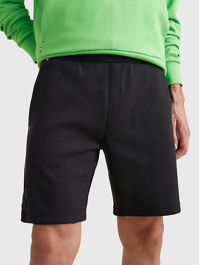 black sport tonal logo sweat shorts for men tommy hilfiger