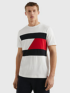 wit sport t-shirt met colour-blocked panelen voor heren - tommy hilfiger