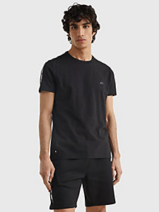 t-shirt sport slim fit con logo tono su tono nero da uomo tommy hilfiger