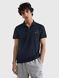 blue sport graphic slim fit polo for men tommy hilfiger
