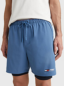 blue sport essential 2-in-1 contrast training shorts for men tommy hilfiger