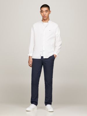 TH Flex Mandarin Collar Regular Shirt White Tommy Hilfiger