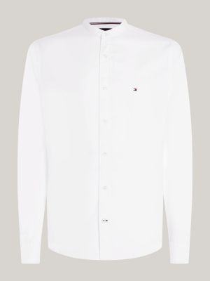 white th flex mandarin collar regular shirt for men tommy hilfiger