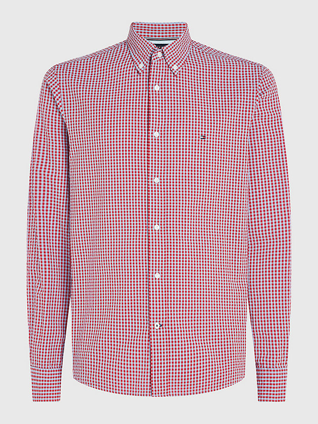 PRIMARY RED / CLOUDY BLUE Gingham Regular Fit Seersucker Shirt for men TOMMY HILFIGER