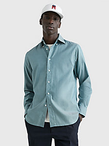 green regular fit oxford shirt for men tommy hilfiger