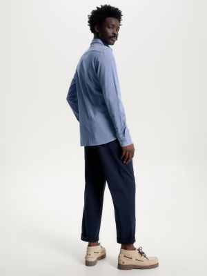chemise ajustée 1985 collection tissée blue pour hommes tommy hilfiger