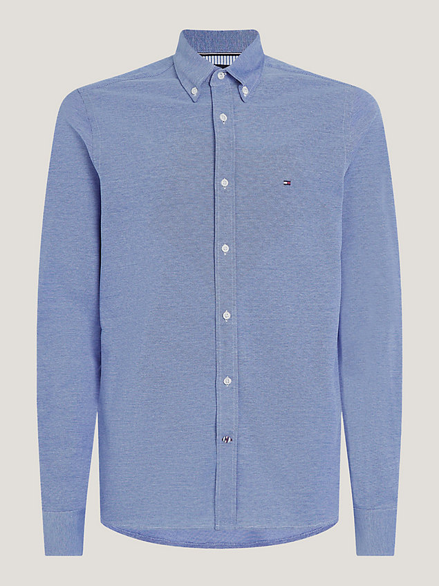 chemise ajustée 1985 collection tissée blue pour hommes tommy hilfiger