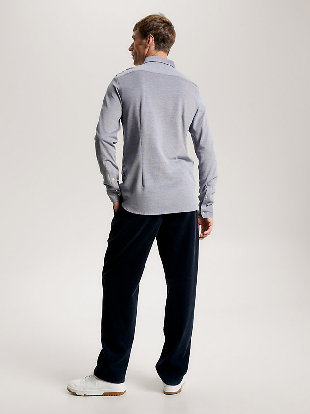 chemise ajustée 1985 collection tissée blue pour hommes tommy hilfiger